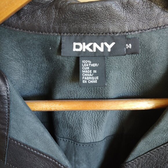 DKNY Black Leather Jacket - Size M - Picture 3 of 9